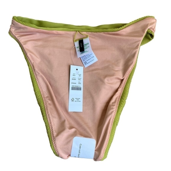 NWT J. Crew Ribbed High Rise Cheeky Bikini Bottom Chartreuse Green Sz XXS - Picture 14 of 16